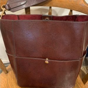 Leather Bucket Tote Purse with small bag .